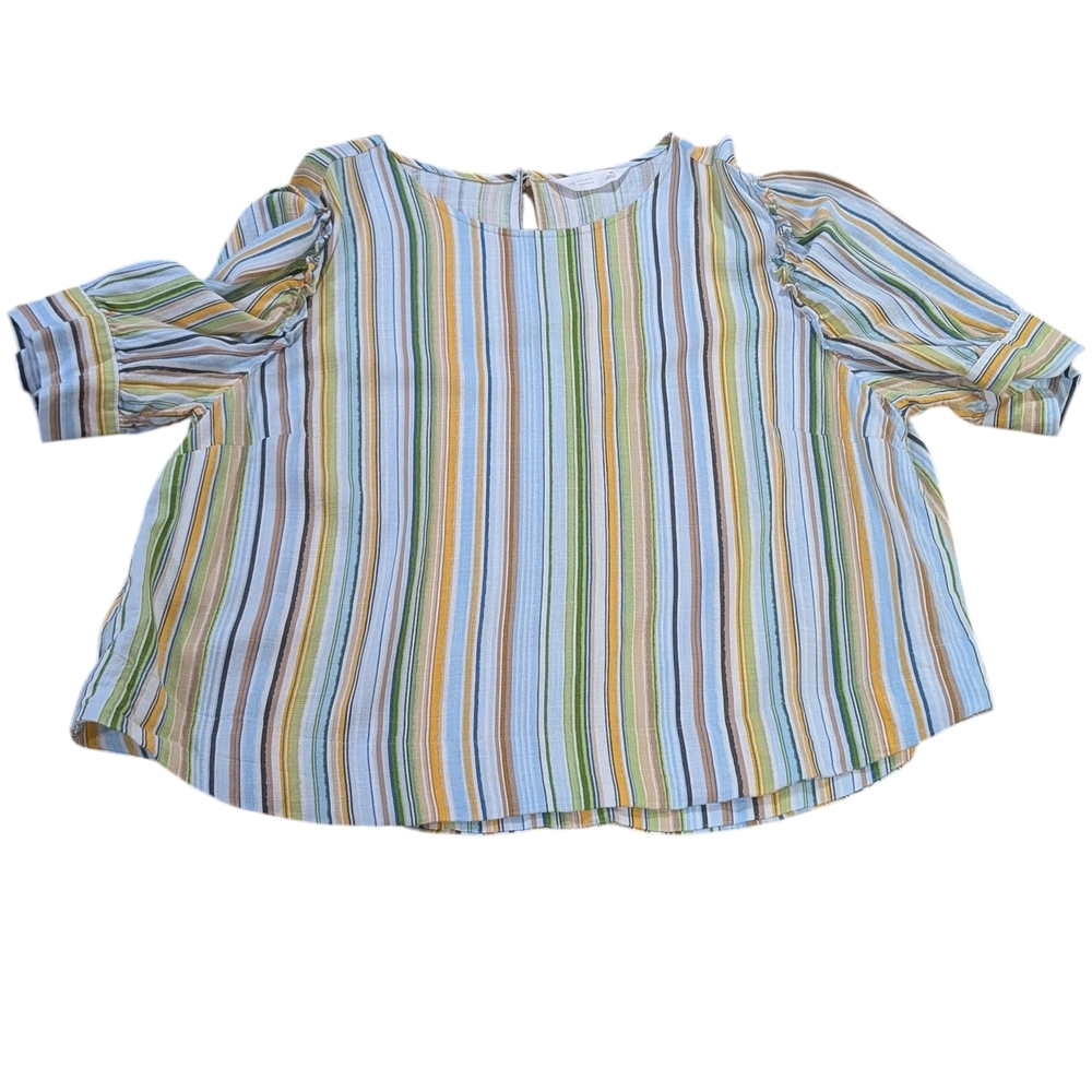 Lauren Conrad XL Colorful Vertical Stripe Top – Summer Festival Boho Chic Blouse